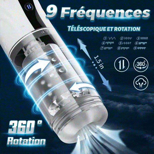9 Saugen&Rotation&Teleskopische LCD-Masturbator Cup mit Sprachfunktion