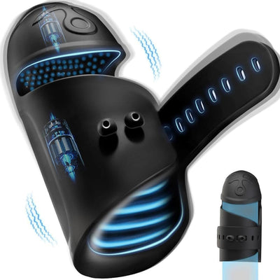 Silicone Electric Trainer Vibrator Adjustable Size with 10 Vibration Modes Male Glans Training Stimulator Masturbation Cup Adult Sex Toy for Men Couples
