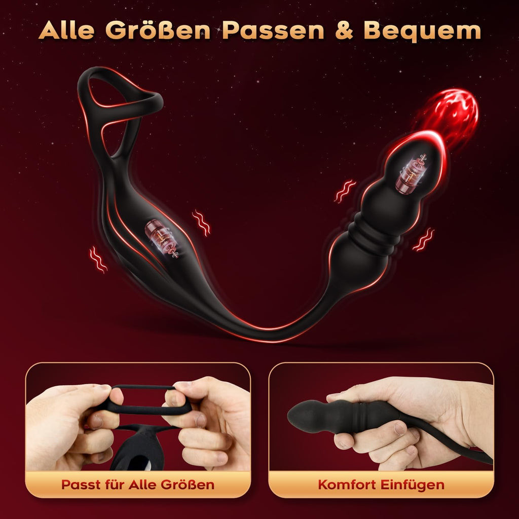 Anal Vibrator Prostata Stimulation Männer mit Penisring Sex Spielzeug für die Männer Anal Dildo Analplug Analvibratoren für Mann Anal Plug Vibratoren für Männer mit 9 Vibrationsmodi Sex Toys