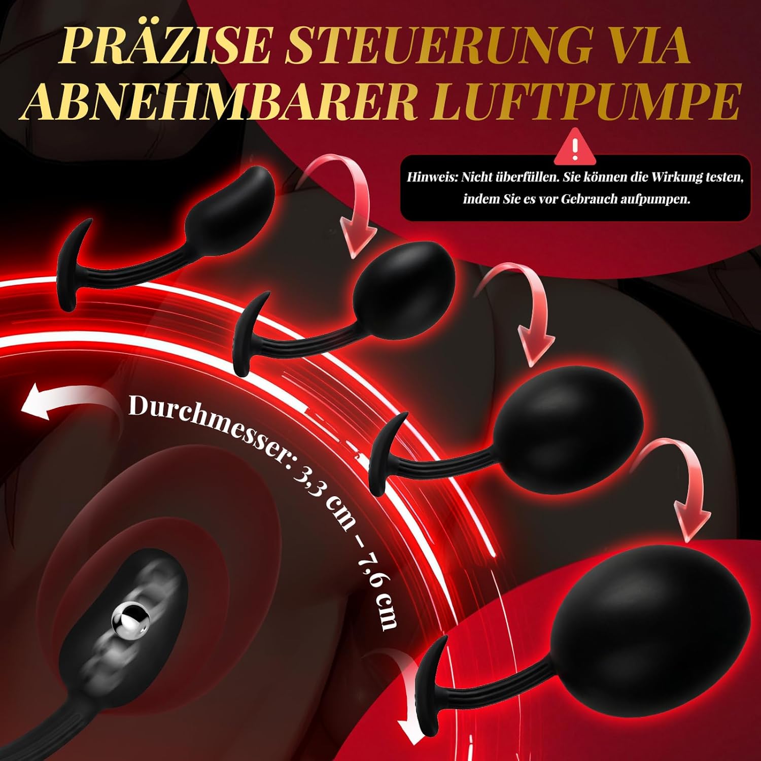 Neuer Aufblasbar Analplug Mit Magnetverschluss-System für Luftpumpe Sex Spielzeug für die Männer, Verstellbar Riesen Dildo Butt Plug Abnehmbarer, Sex Toys Anal Plug SM Sexspielzeug für Paare Frauen