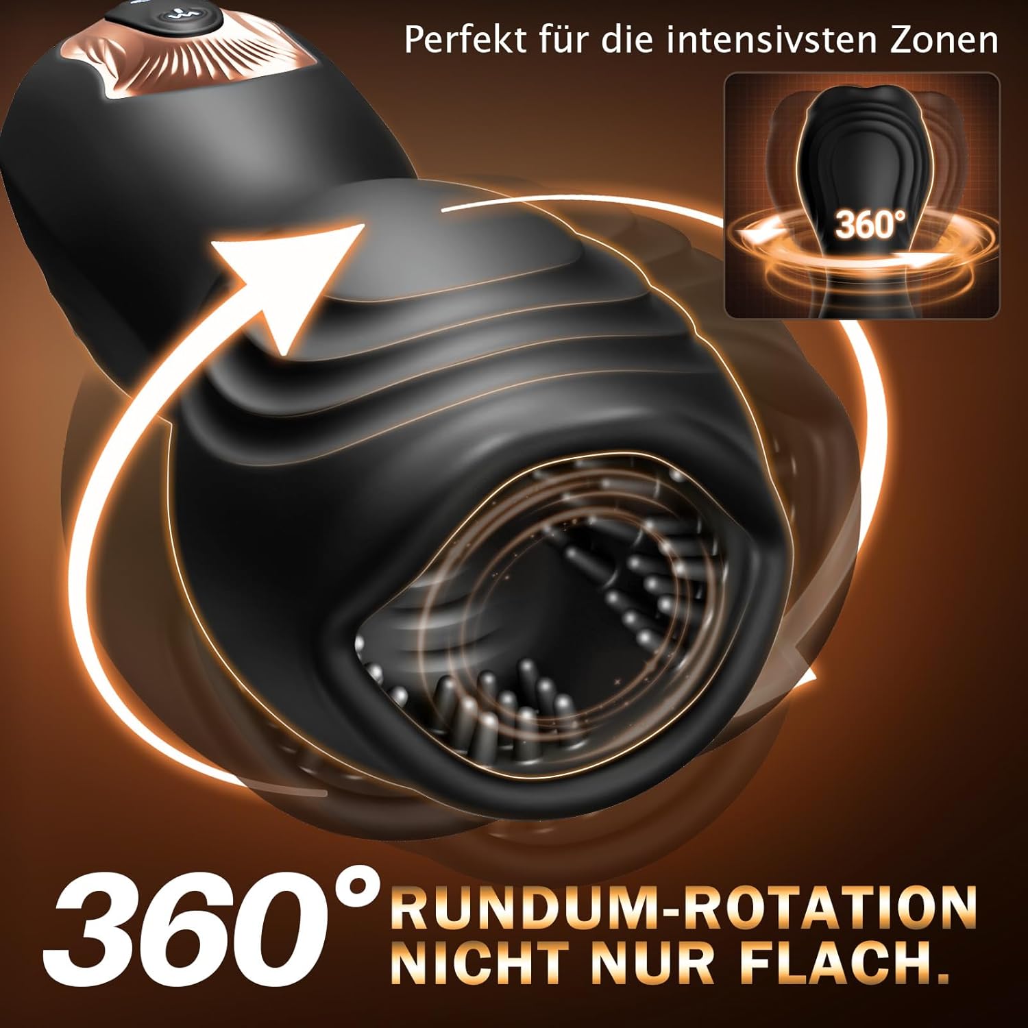 Penis Vibrator mit 10 360°-Rundum-Rotationen und 10 Vibrationen, Sex Spielzeug für die Männer Eichel Stimulation Masturbator Masturbieren für Männer Elektrisch