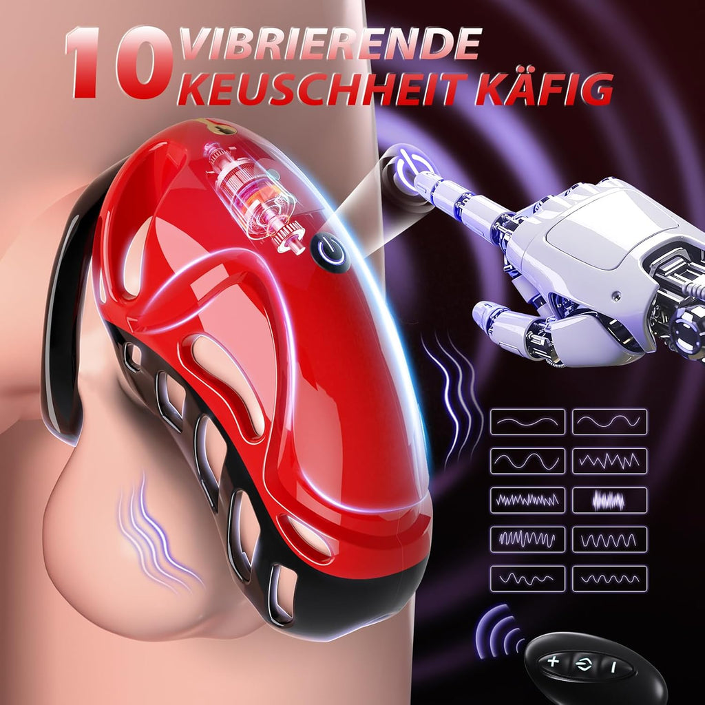 Chastity Cage Männer Sex Spielzeug für die Männer - Peniskäfig Keuschheitskäfig Herren SM Fetisch Extrem Penis Bondage, Keuschheitsgürtel Sexspielzeuge mit 5 Größen Penisringe 2 Schlüssel & 1 Schloss