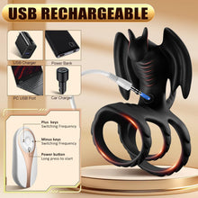 Load image into Gallery viewer, 3 in1 Penisring Penis Vibrator Sex Spielzeug für die Männer Paare Extrem, Drachen Cockring Hodenring mit 10 Vibrationsmodi für Klitoris Stimulation &amp; Penis Vergrößerung Zeit Verlängern