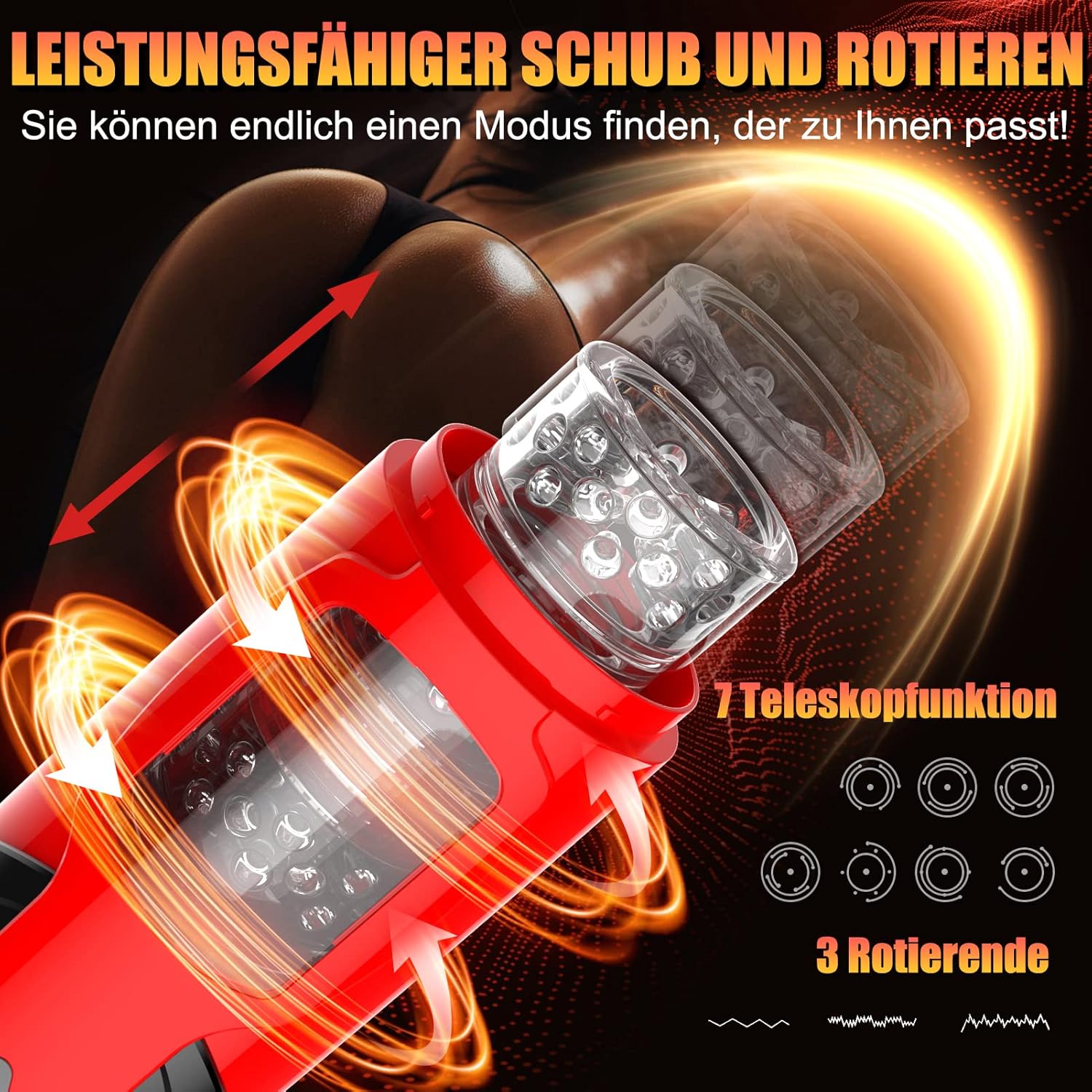 Elektrischer Masturbator Mann Handfrei Cup mit 7 Modi Teleskop und Rotation
