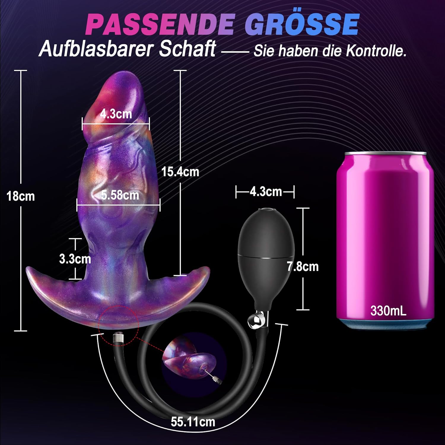 Aufblasbar Analplug Anal Dildo Butt Plug mit Pumpe BDSM Extrem Inflatable Anal Plug Analdildo Analtoy Analdehner Monster Dildo XXL Silikon Groß Dick für Männer Frauen