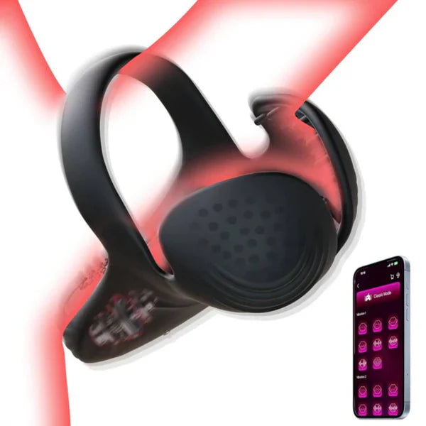 Doppel-Hodensack Penistrainer Vibrator Cockring Masturbator mit 10 Vibrationsmodi
