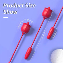 Load image into Gallery viewer, 2 In 1 Rose Toy Thrusting Dildo Vibrator With 9 Tongue Licking 9 Thrusting Vibrating