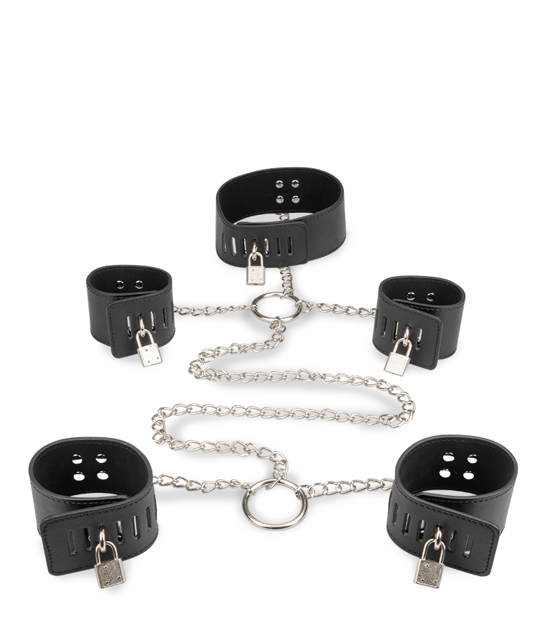 Hand- und Fußfesseln mit Halsband
