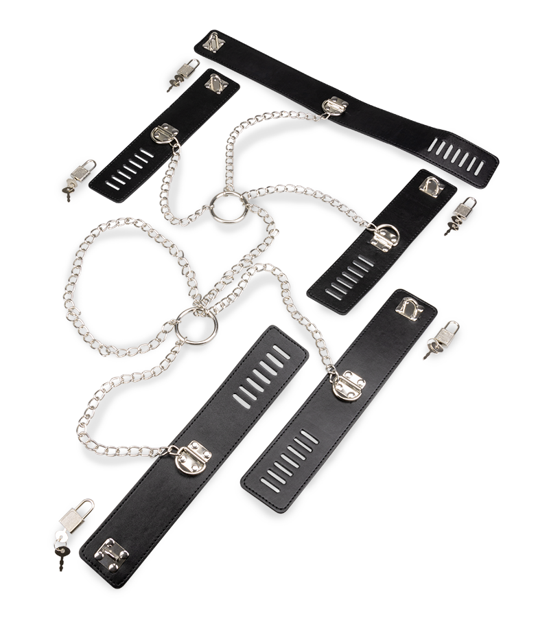 Hand- und Fußfesseln mit Halsband