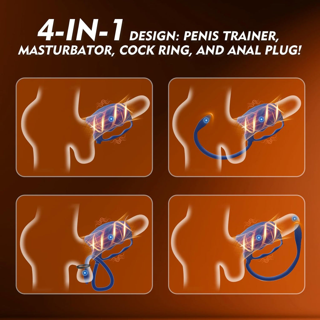 3 in 1 Penis Vibrator Male Masturbator with Detachable Butt Plug and Cock Ring